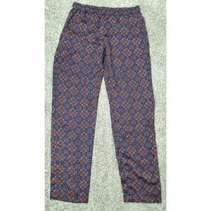 Club Monaco Women Printed Twill‎ Pull on Pants Navy Blue Coral Size 0